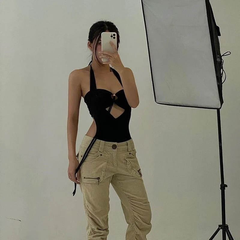 Uveng Uveng Popular Sexy Metal Decoration Hollow Wrapped Chest Hanging Neck Band Suit