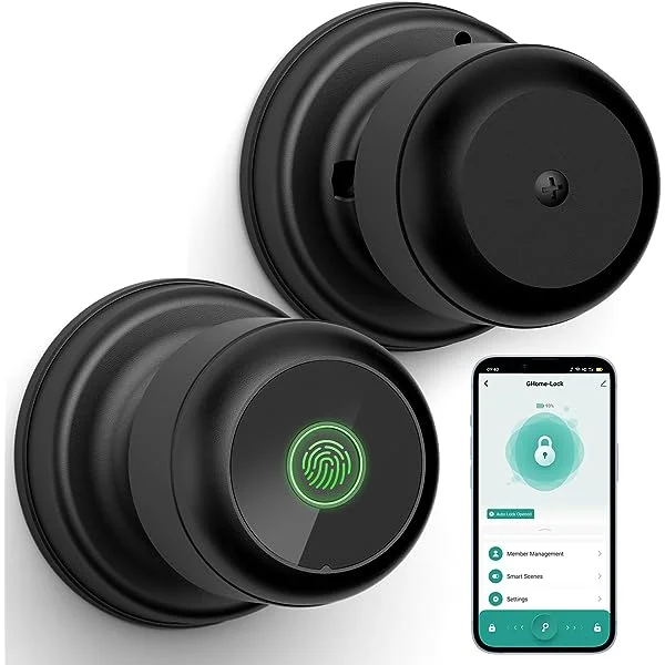 Gosund x GHome Smart Door Knobs Fingerprint Door Lock - Biometric Smart Lock for Bedroom Door, App Control, Emergency Type-C Charging
