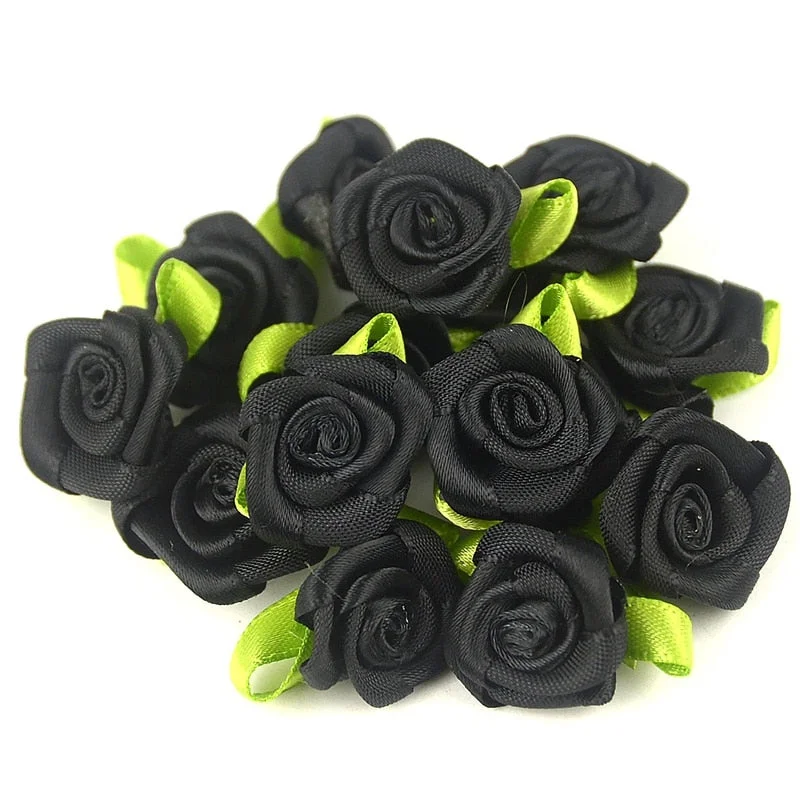 50pcs/lot 2CM Artificial Silk Mini Rose Flower Heads Make Satin Ribbon Handmade DIY Craft Scrapbooking For Wedding Decoration