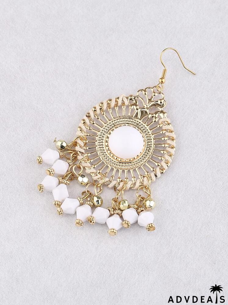Bead Tassel Drop Earrings
