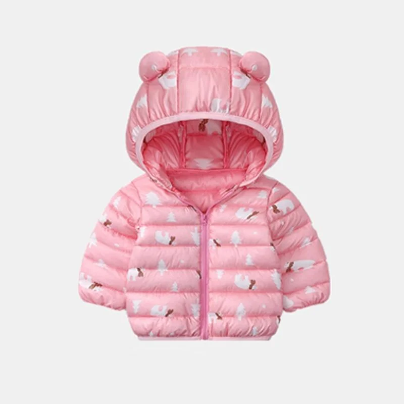 Baby Girls Hooded Down Jackets For Kids Coats Autumn Boys Cartoon Keeping Warm Outerwear Toddler Infant Casual Zipper Clothing