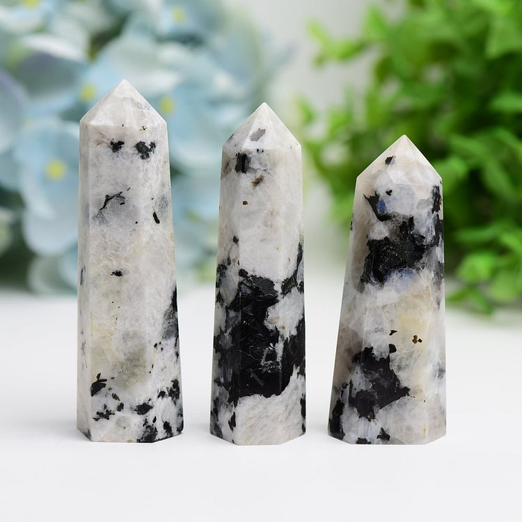 2.5"-4.5" Black Moon Stone Crystal Points Towers