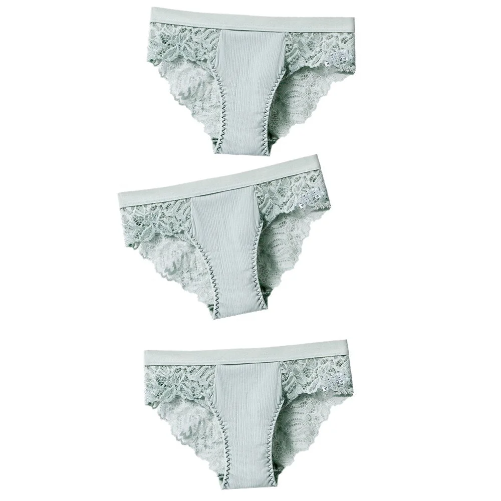 3pcs/lot Fashion Lace Panties Underwear Women Panties Sexy Briefs Seamless Lingerie Underpants Plus Size Girls Bikini Traceless