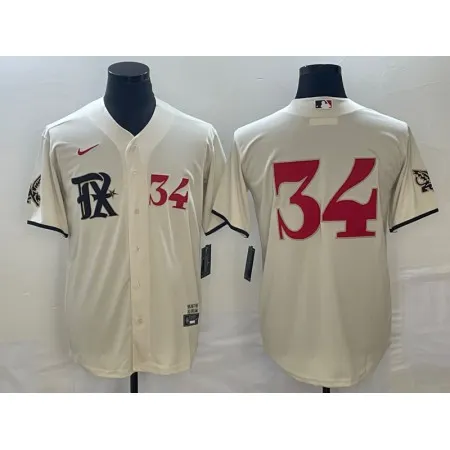 Men's Texas Rangers #34 Nolan Ryan Cream 2023 City Connect With Patch Stitched Baseball  Jersey