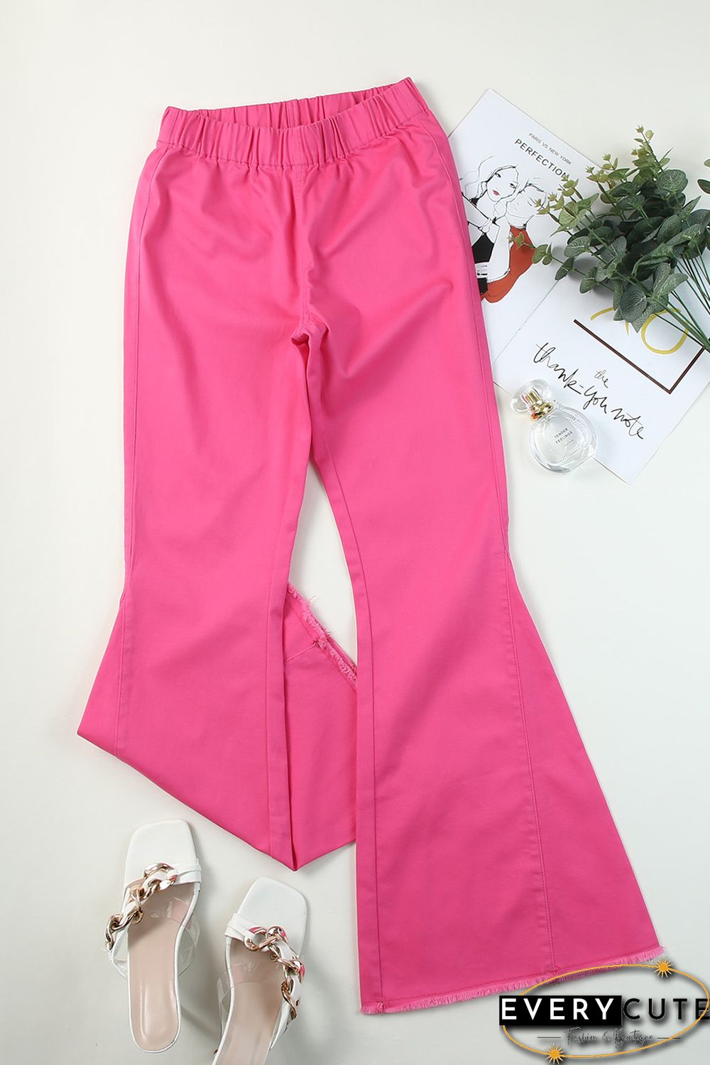 Pink Bell Bottom Denim Pants