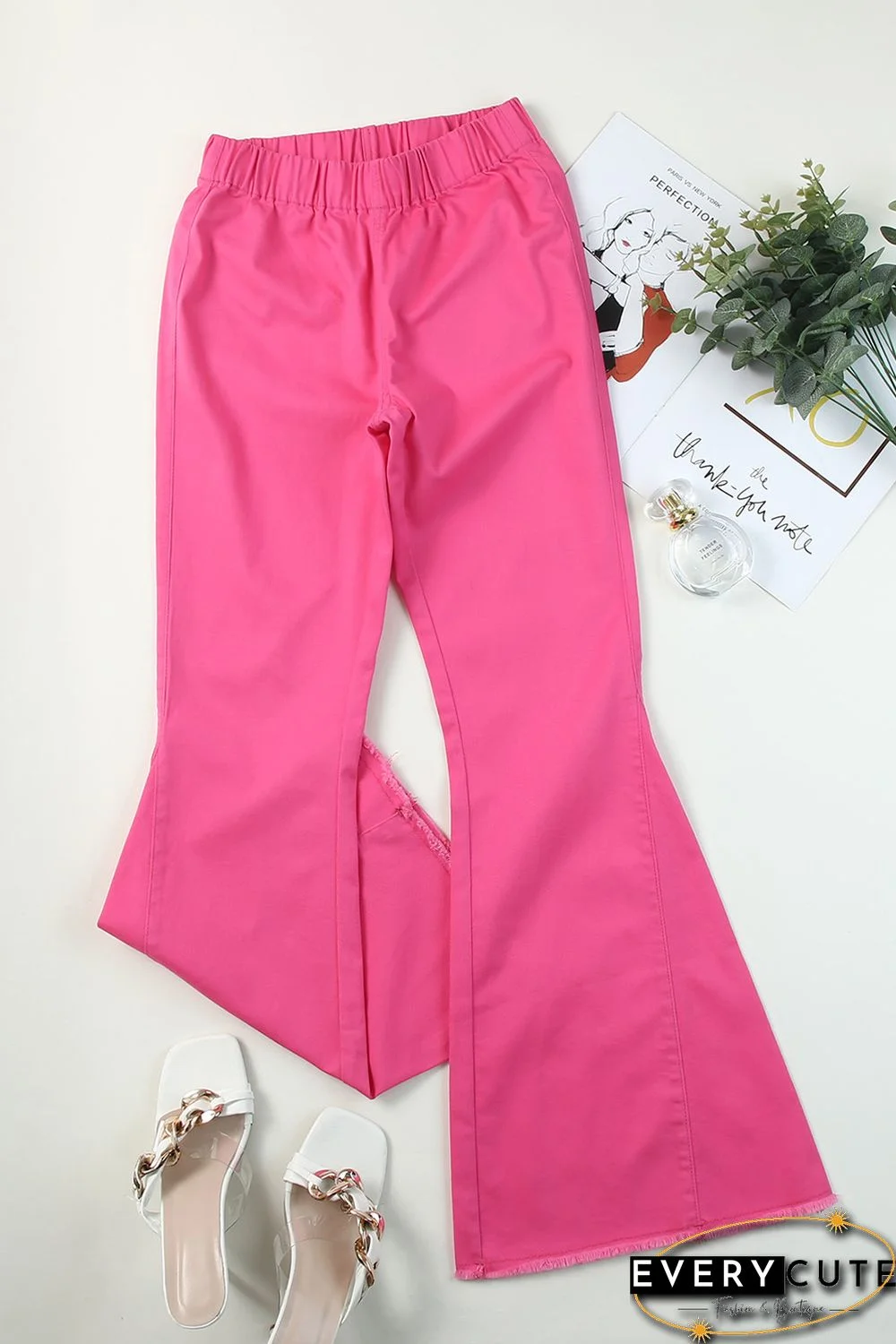 Pink Bell Bottom Denim Pants