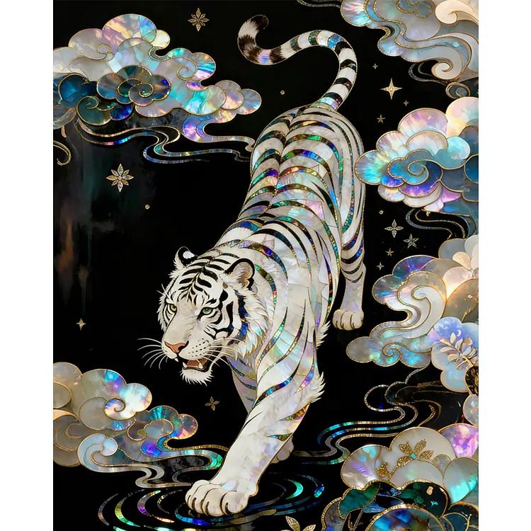 White Tiger 40*50cm(canvas) Full Round Drill Diamond Painting gbfke