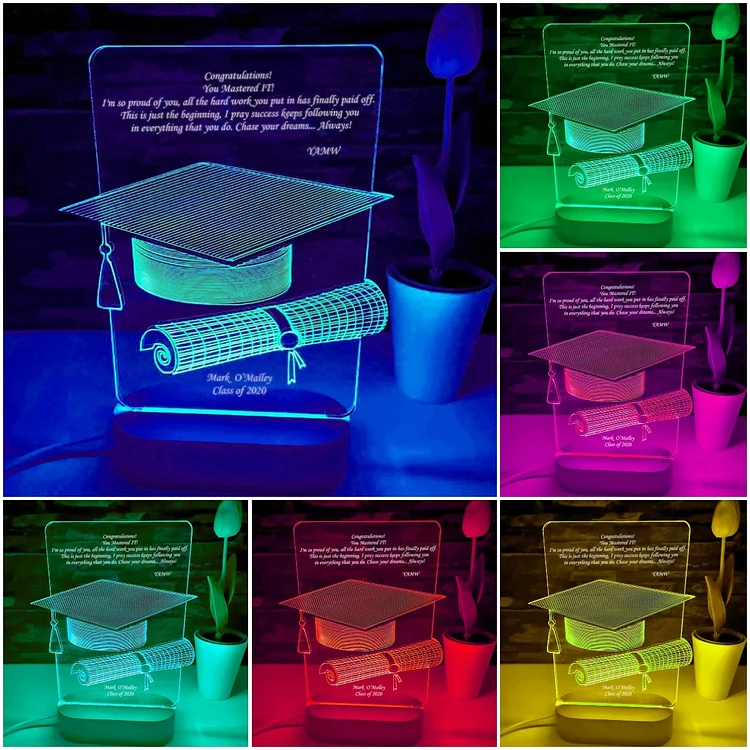 Graduation Gifts Personalized 7 Colors Changing Bachelor Cap Night Light
