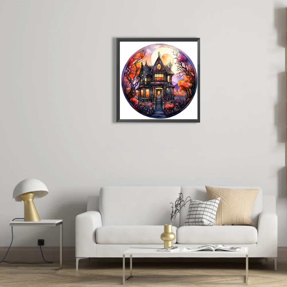 Full Round Diamond Painting 30*30cm - Horror Atmosphere House
