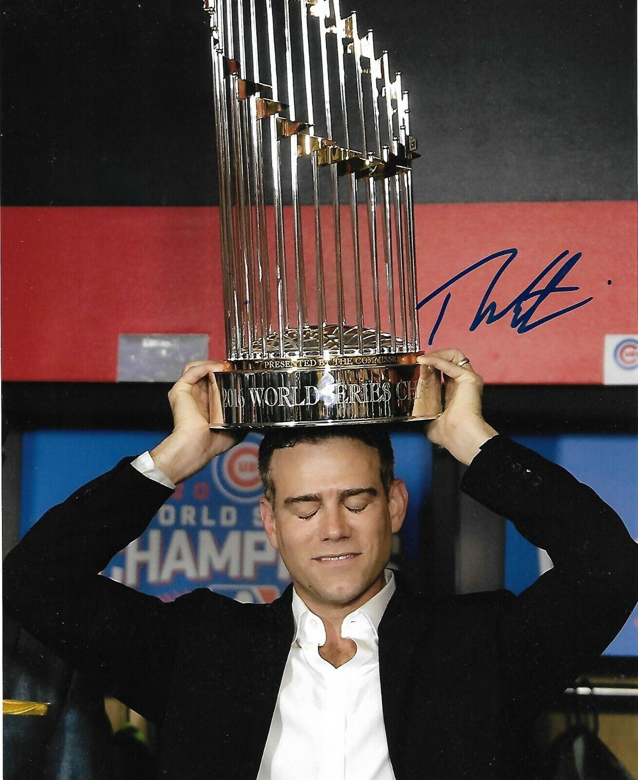 THEO EPSTEIN signed autographed CHICAGO CUBS 2016 WORLD SERIES 8X10 Photo Poster painting w/COA