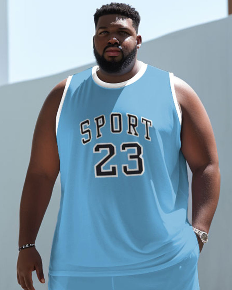 Men's Large Size Sports 23 Basketball Vest Sports Two-Piece Set