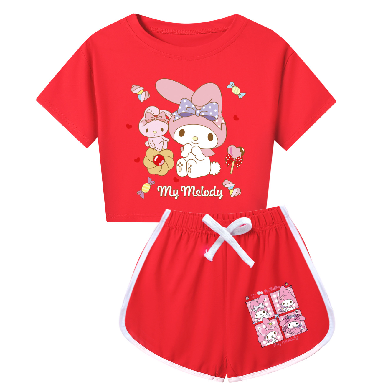 Cinnamoroll Kids Short Sleeve Top + Shorts Set - Adorable Bunny Print Outfit for Boys and Girls -Mayoulove
