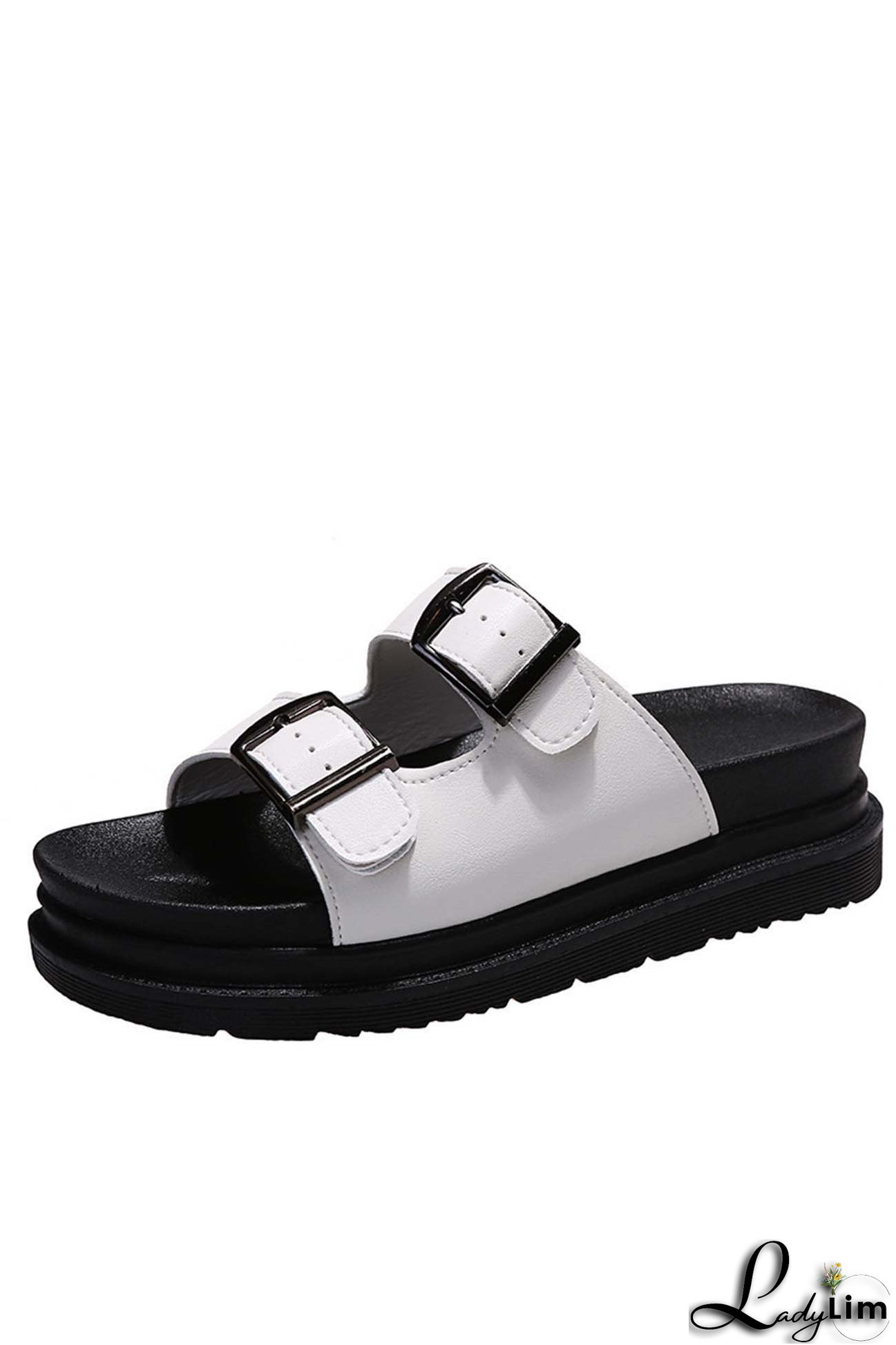 Buckle Platform Slide Sandals