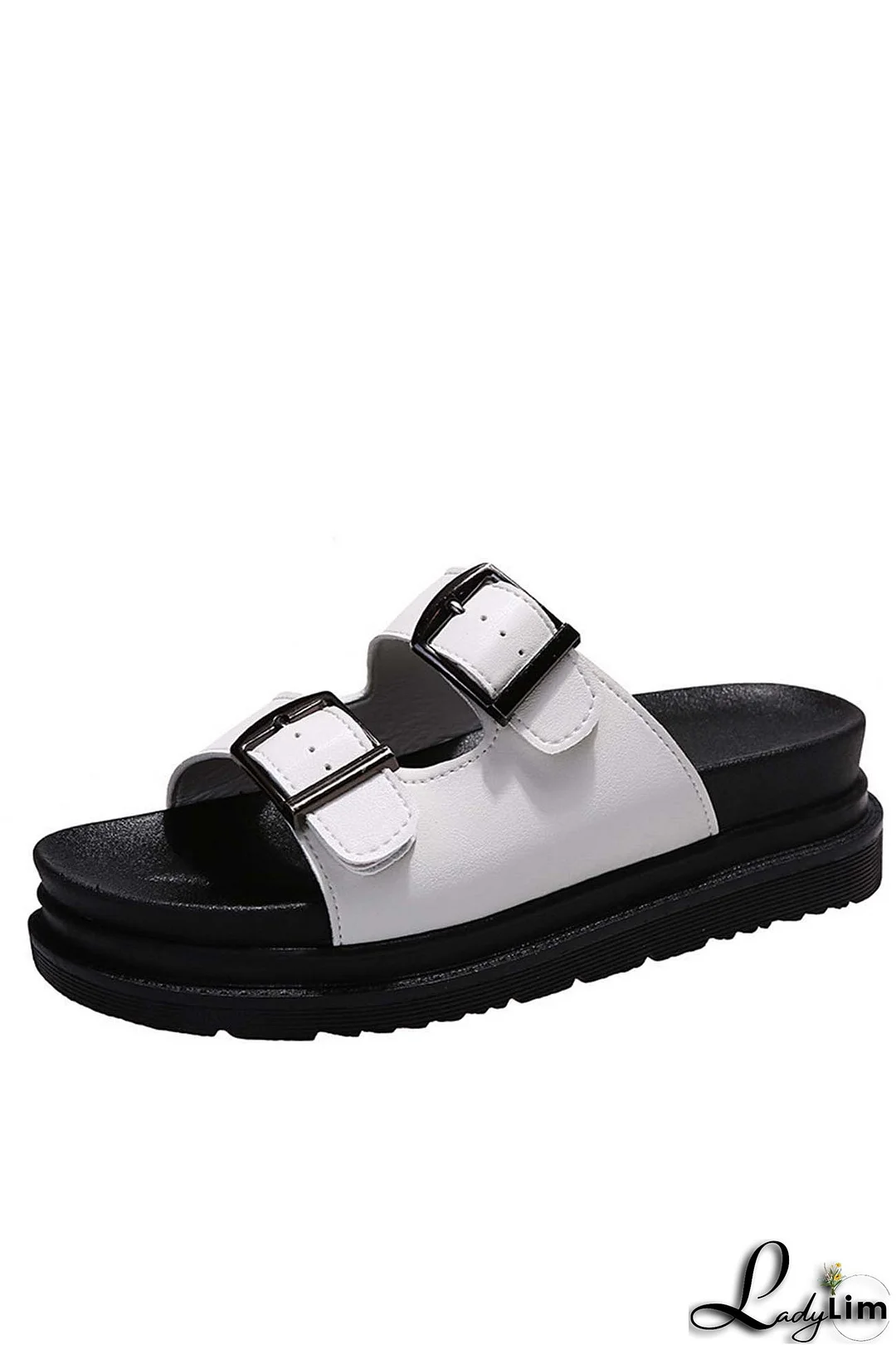 Buckle Platform Slide Sandals