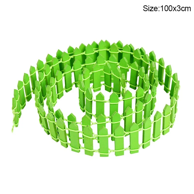100*5cm/3cm Mini Wooden Fence DIY Miniature Fairy Garden Wood Barrier Dollhouse Showcase Craft Home Decoration Accessories