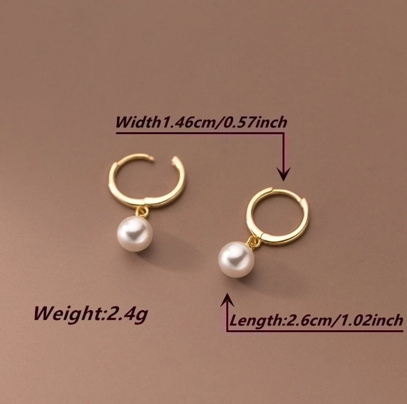 1 Pair Lady Classic Style Round Plating 304 Stainless Steel 18K Gold Plated Drop Earrings