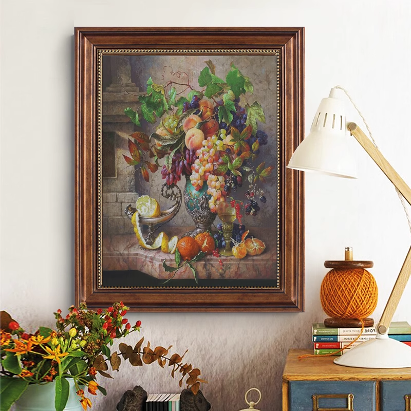 KZ-JJ1398- Grape Orange Fruit Oil Painting Painting Fairy Cross Stitch
