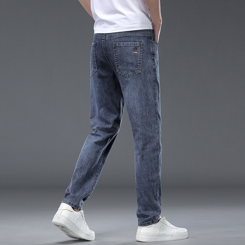 Greenacrs High-quality Jeans Men's Spring and Autumn New Fashion Slim Trousers Men's Simple Cotton Elastic Embroidered Straight Pants Boys