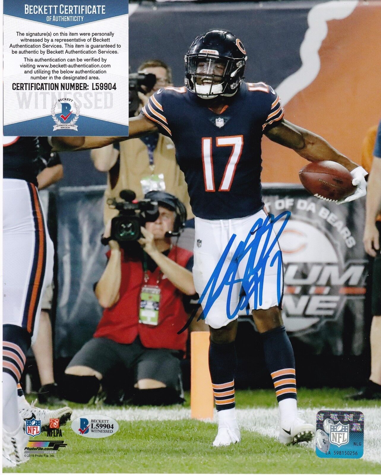 ANTHONY MILLER CHICAGO BEARS BECKETT AUTHENTICATED ACTION SIGNED 8x10