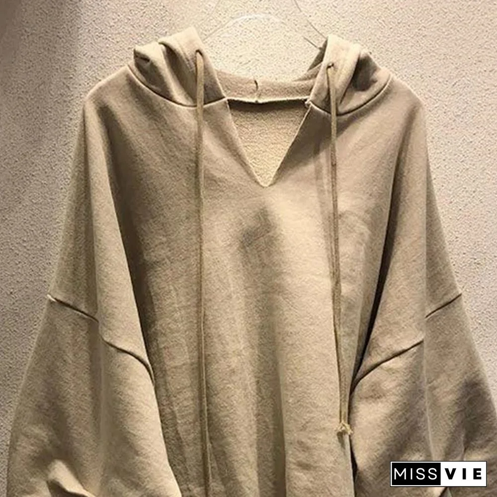 Women's Spring Autumn Long Sleeve Hooded Thin Sweater Lazy Wild Loose Top