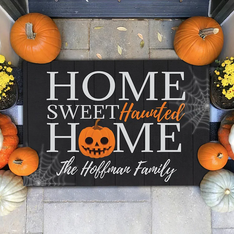 Personalized Halloween Doormat Pumpkin Doormat Home Decor - Sweet Haunted