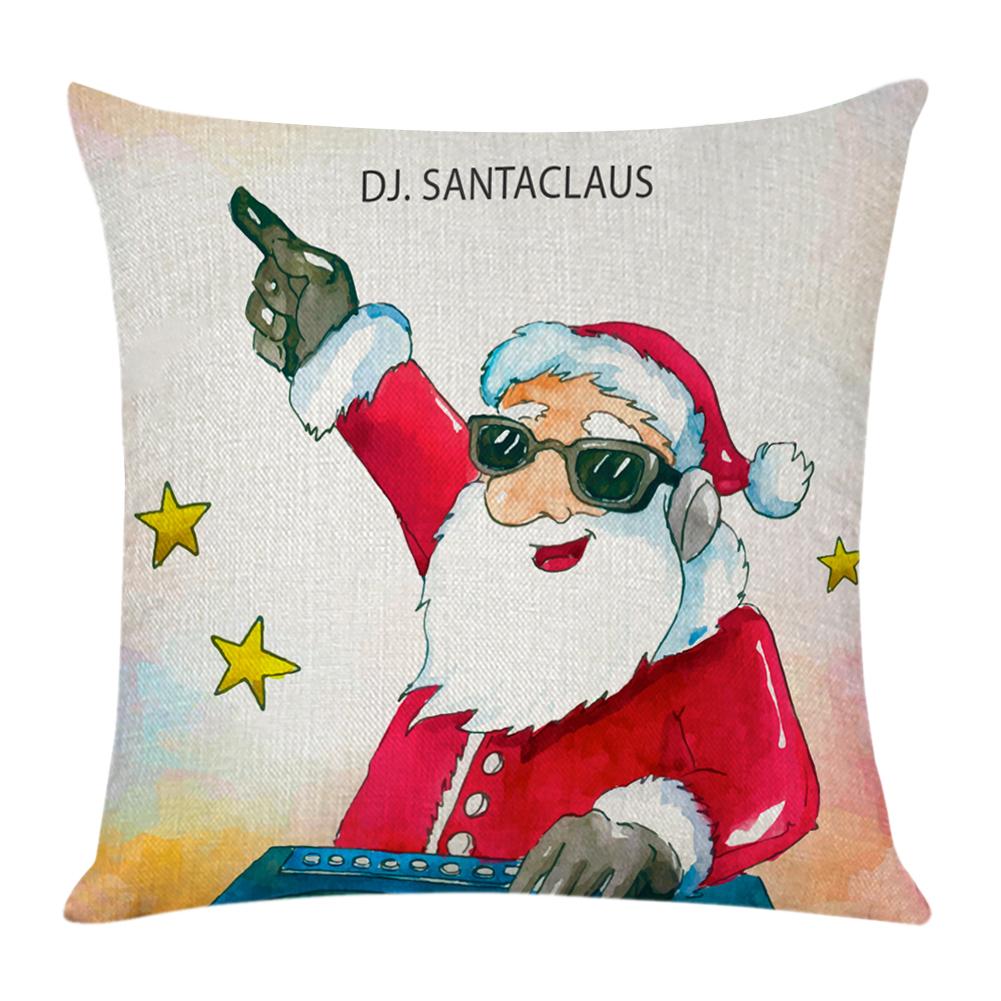 

Christmas Santa Claus Pattern Linen Pillowcase Soft Throw Pillow Case (9, 501 Original