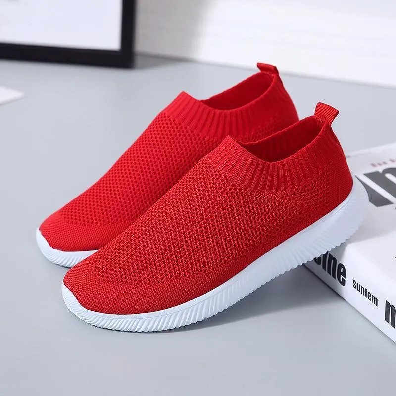 Summer women's sneakers Vulcanized Shoes Sock Sneakers Women Slip On Flat Shoes Women Plus Size Loafers ladies shoes 1029 1118-1