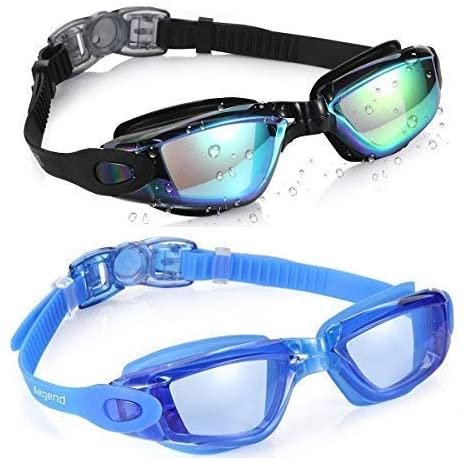 Swim Goggles, Pack of 2 Swimming Goggles No Leaking Anti Fog UV Protection Crystal Clear Vision Triathlon Swim Goggles