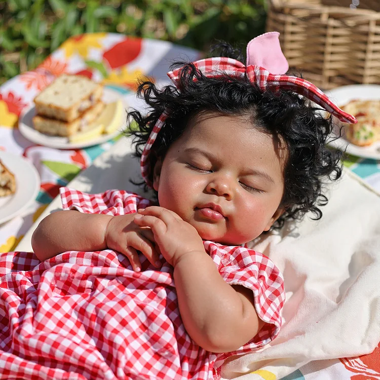 [New] 20" Lifelike African American Handmade Sleeping Reborn Girl Doll Named Naker