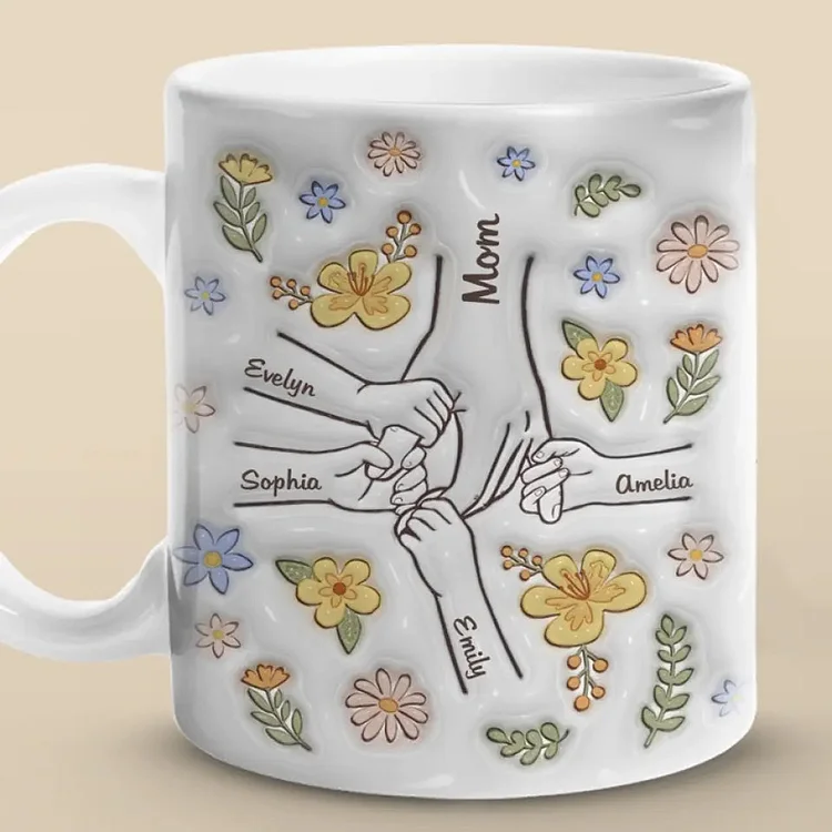  Family Personalized Custom 3D Inflated Effect Printed Mug - Gift For Mom/Grandma