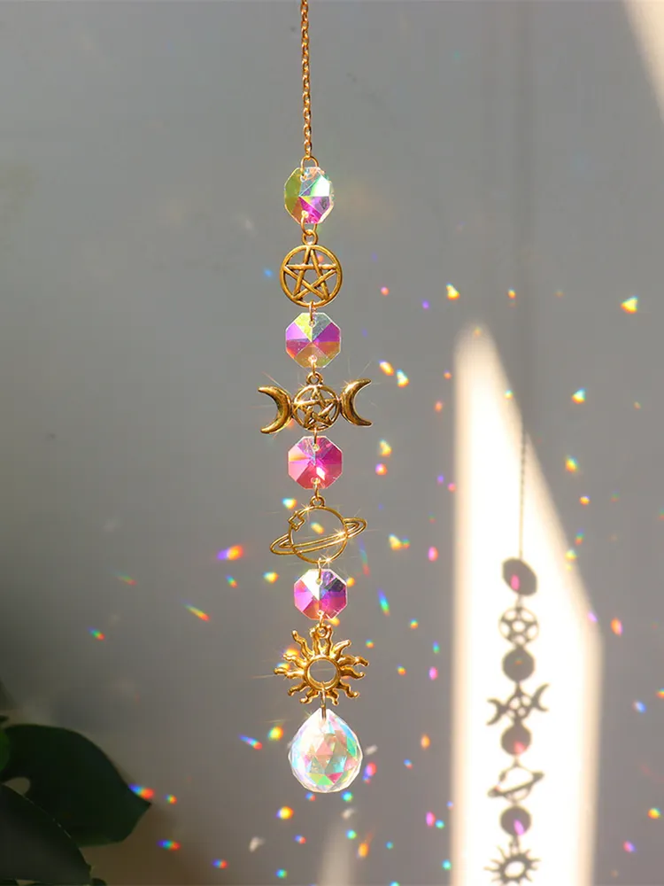 Star Crystal Chandelier Lighting Wind Chimes Curtain Home Garden Pendants