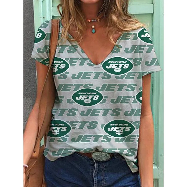 New York Jets  Lightweight Short Sleeve V-Neck T-Shirt