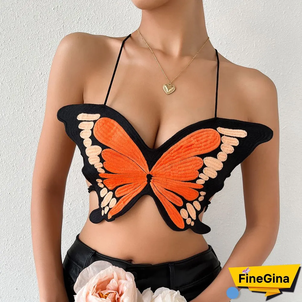Women Summer Tops Y2K Tank For 90S Girls Butterfly Design Wrap Corset Coquette Female Fashion Cheap Camisole Tops Clothes