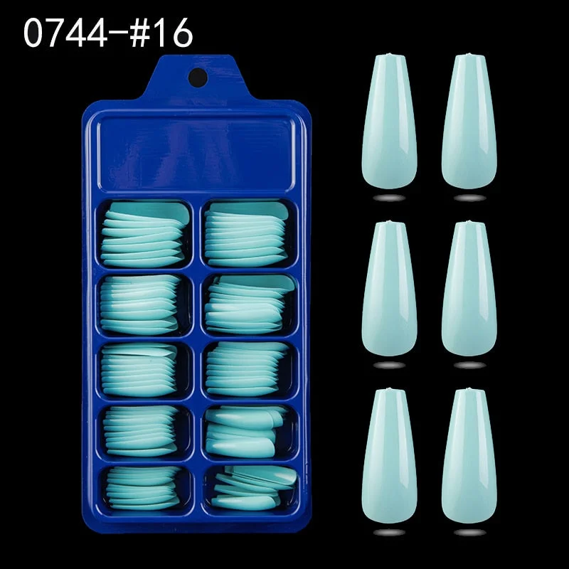 Lamemoria 100/500pcs/opp/box Fake Nails Coffin Nail Tips Press on Nails Natural Clear Long Ballerina DIY False Nail Full Cover-Nail Inspo