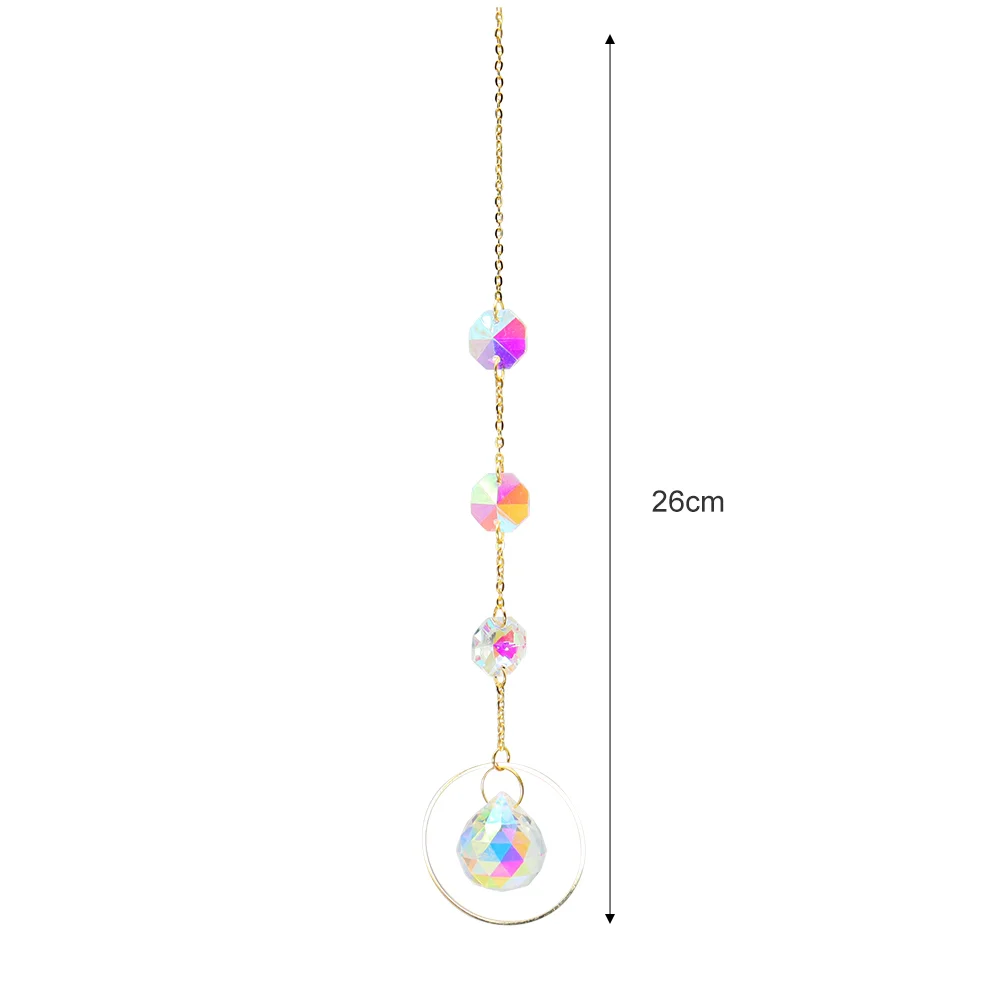 Crystal Wind Chime Star Moon Pendant Colorful Beads Hanging Drop Decor