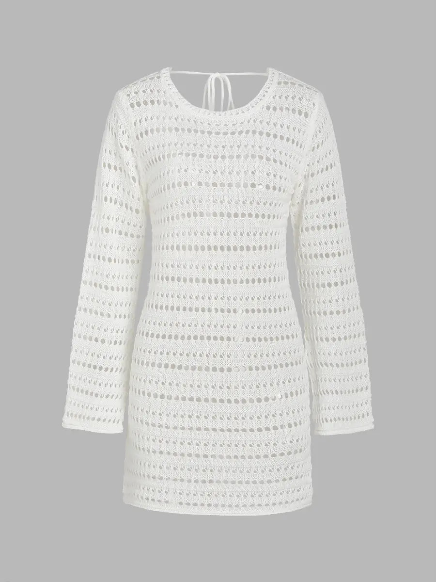 Round Neck Hollow Out Bare Back Short Dress