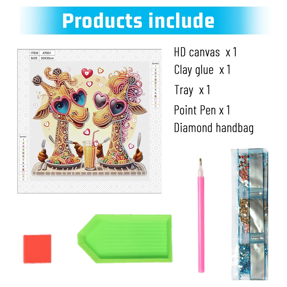 Diamond Painting - Partial Special Shaped Drill - Funny Giraffe(Canvas|30*30cm)