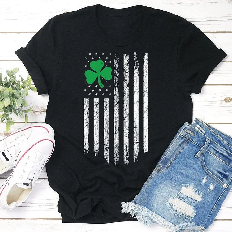 Flag and Clover  T-shirt Tee --Annaletters