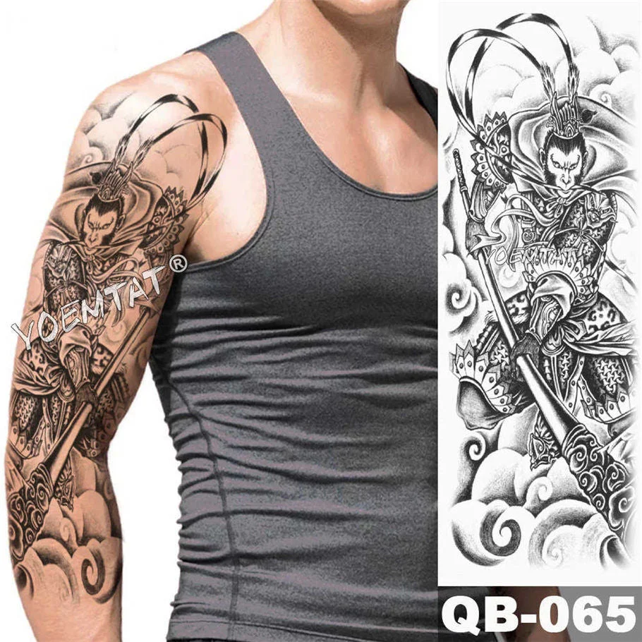 Large Arm Sleeve Tattoo Sketch Lion Tiger Waterproof Temporary Tatoo Sticker Wild Fierce Animal Men Full Bird Totem Tatto