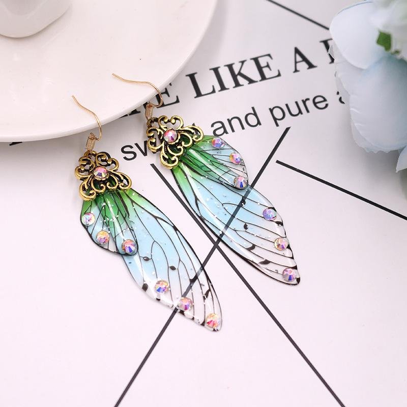 Temperament long butterfly wing earrings
