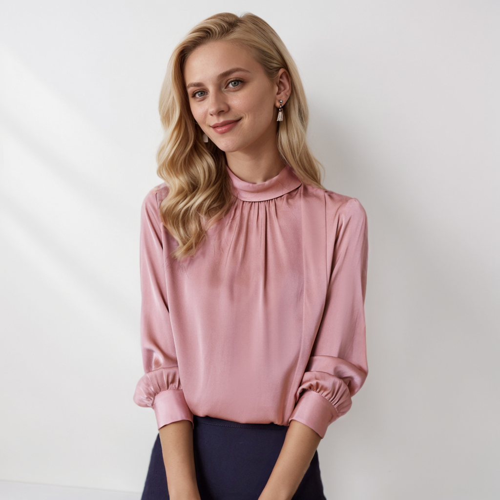 Solid Color Silk Blouse Women Buttons On Back REAL SILK LIFE