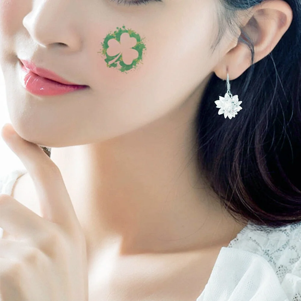 New cross-border waterproof sweat green hat clover face sticker European and American fashion temporary tattoo sticker