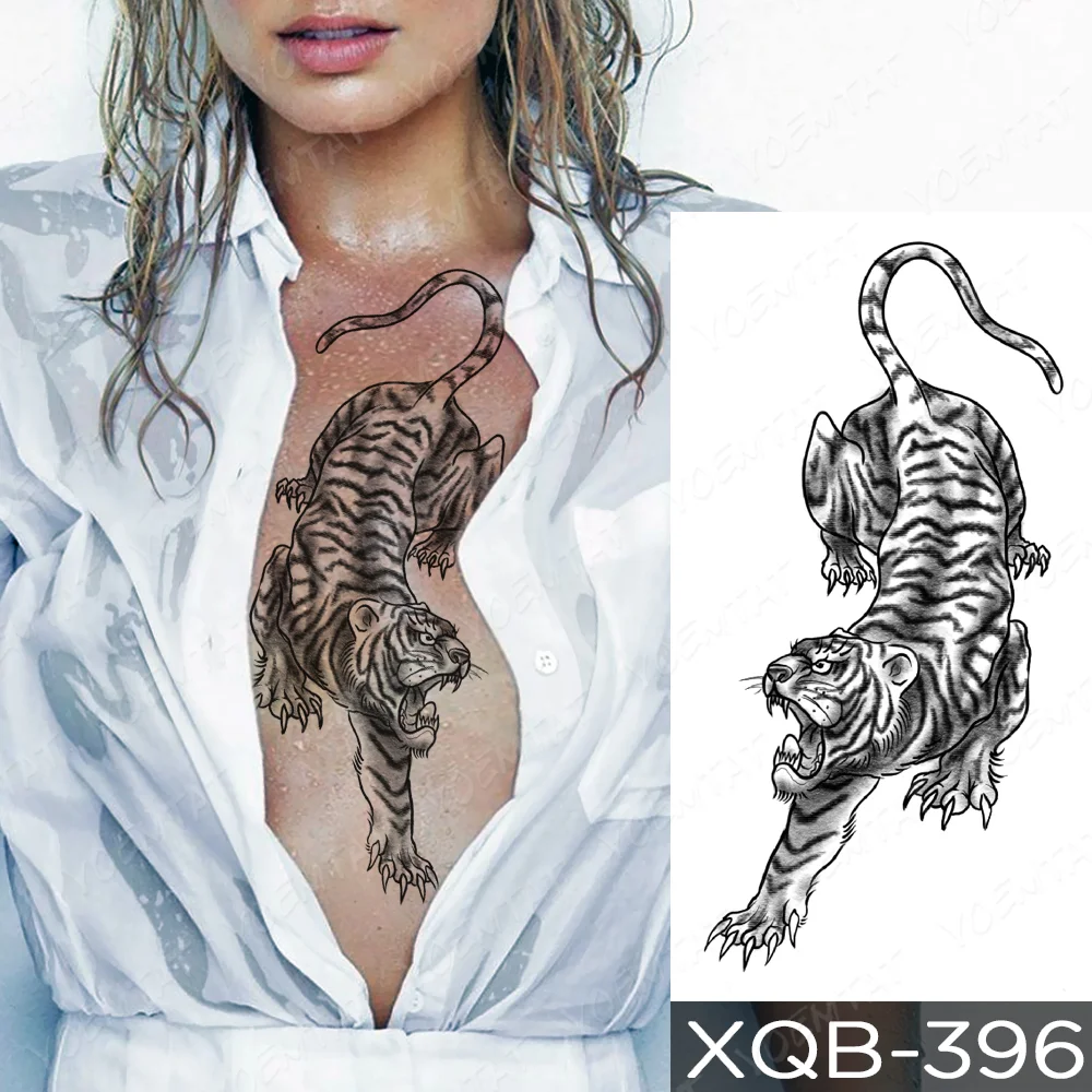 Sdrawing Sdrawing Temporary Sleeve Arm tattoo Sticker Lion Clock Tiger Gear Skeleton Rose tattoos Body Art Fake tatoo Men Women Black