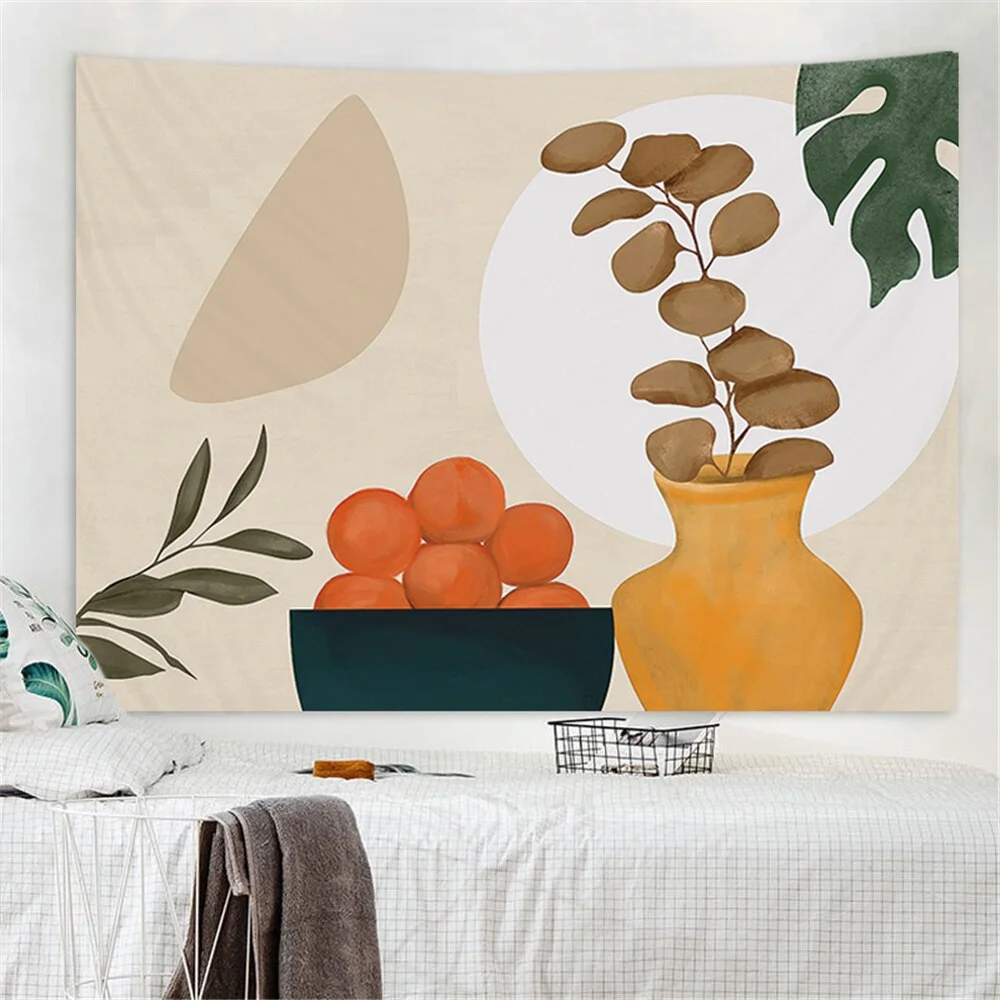 Nigikala Warm Color Plant Playing Yarn Ball Cat Print Tapestry Wall Aesthetic Tapestry Wall Tapestry Christmas Tree Wall Decor