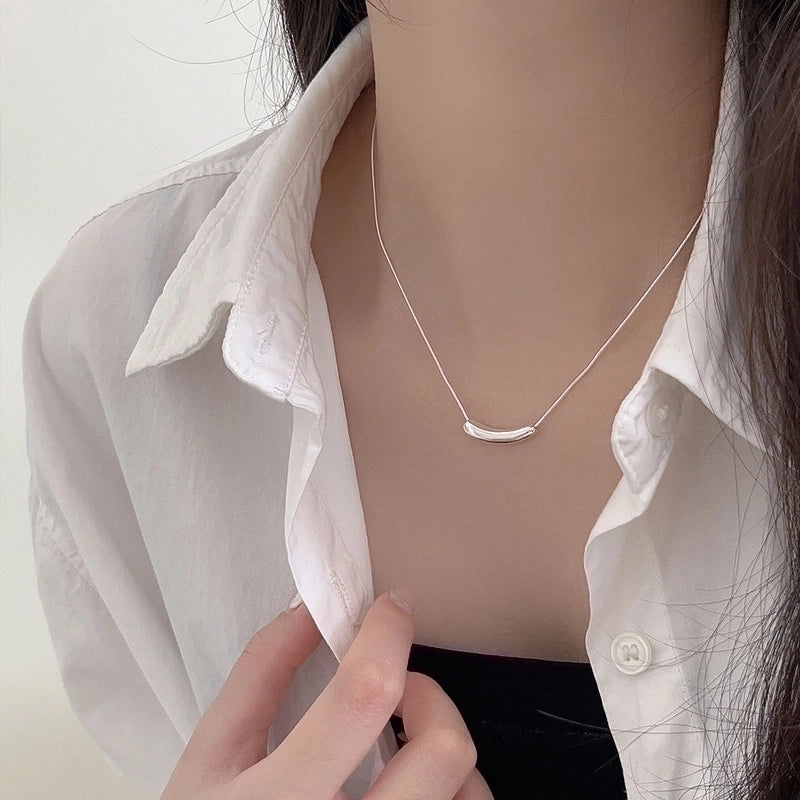 925 Sterling Silver Solid Color Pendant Necklace