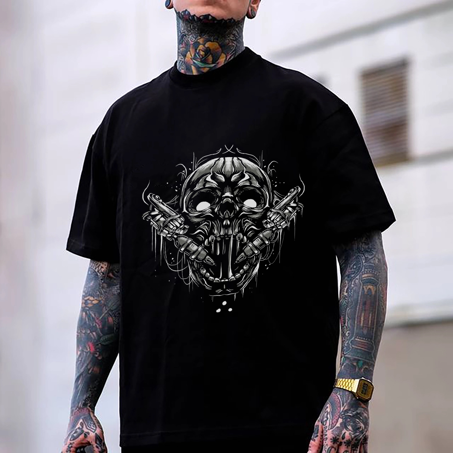 MECHANICAL SKULL GRAPHIC PRINT T-shirt