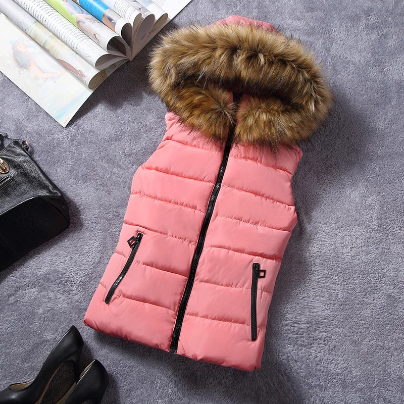 Toloer 2023 Hooded Vest Women's Horse Clip Women Autumn And Winter Down Vest Women's Winter Vest Women's Down Cotton Vest-Outfit Ideas