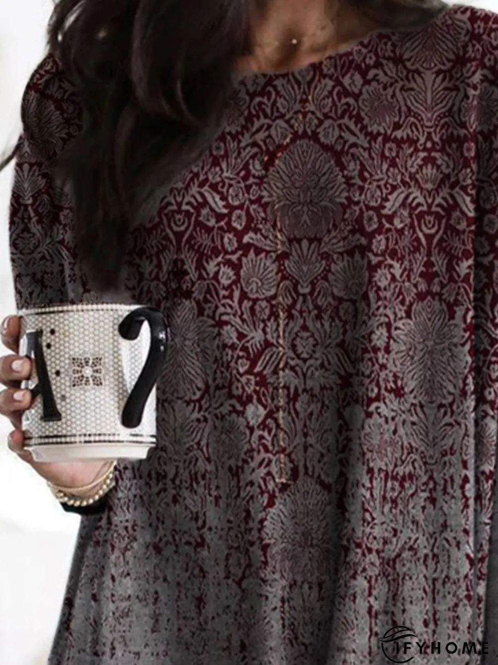 Casual Long Sleeve Crew Neck Printed Sweatshirt | IFYHOME