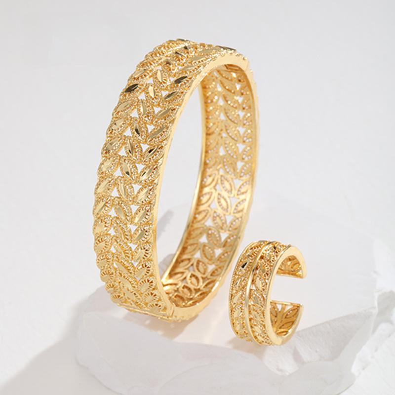 Gold Plated Copper Wedding Dust Gold Bracelet Ring Set of Two | Oxredo Shop Ramadan Sale
