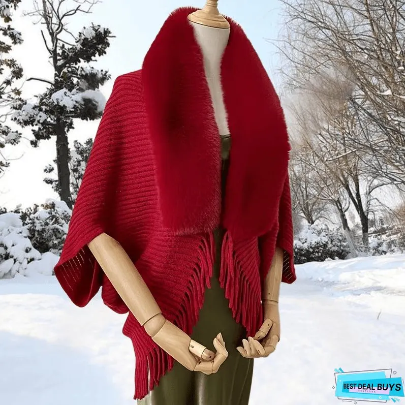 Furry Windproof Thermal Outdoor Shawls, Fall Winter Keep Warm Trendy Scarf Warp Cape Poncho For Fishing Cycling Riding